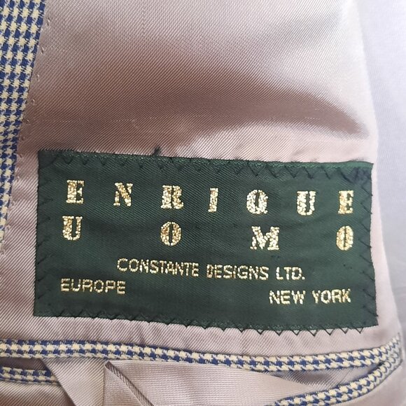 Vintage Enrique Uomo Size 56 Grey Houndstooth Blazer Fabric by F. lli Carlanda - Picture 4 of 6